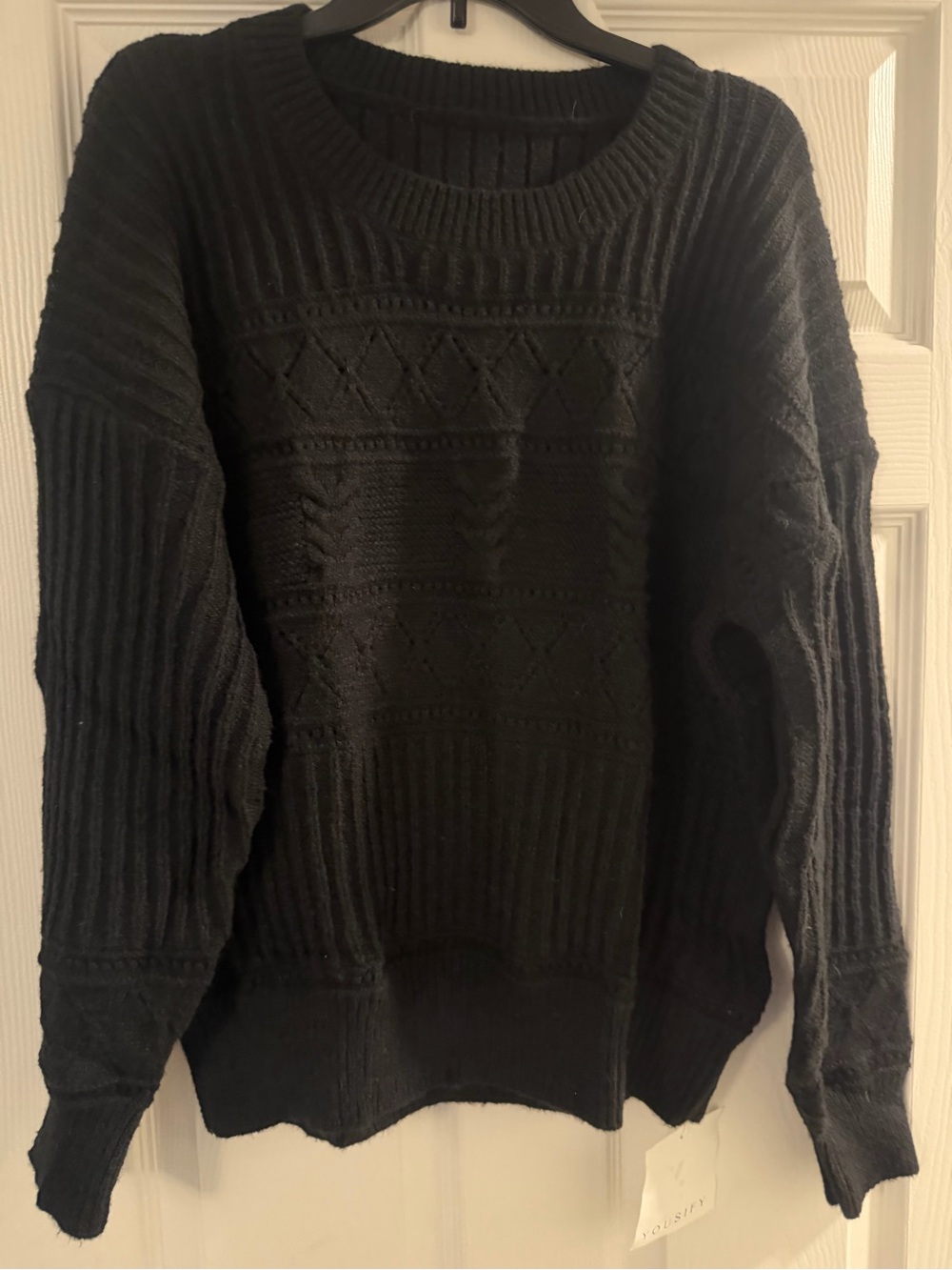 Black Textured Knit Sweater